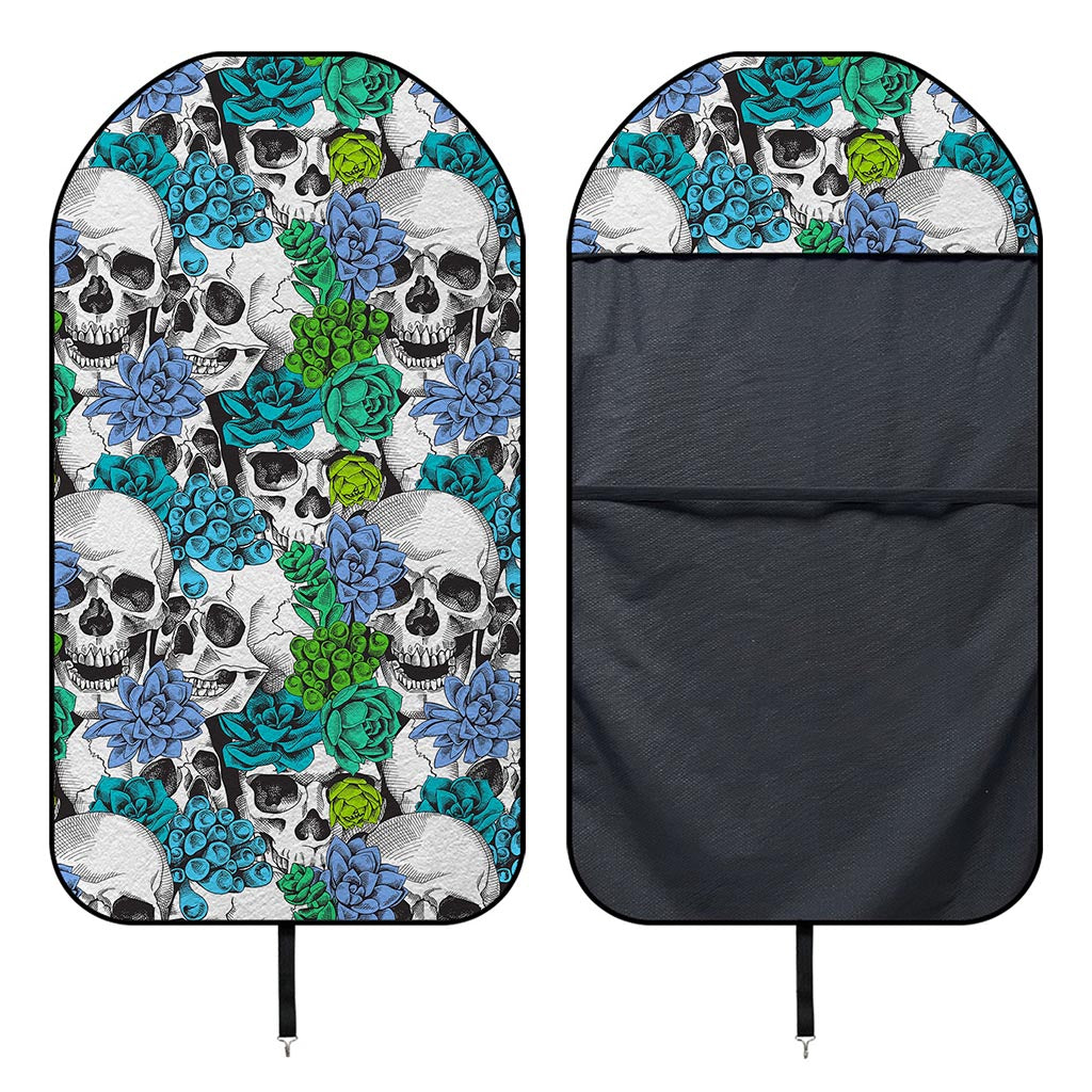 Green Blue Flowers Skull Pattern Print Waterproof Car Seat Cover