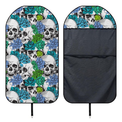 Green Blue Flowers Skull Pattern Print Waterproof Car Seat Cover
