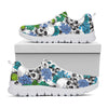 Green Blue Flowers Skull Pattern Print White Running Shoes