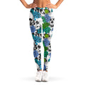 Green Blue Flowers Skull Pattern Print Women's Leggings