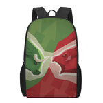 Green Bull And Red Bear Stock Print 17 Inch Backpack