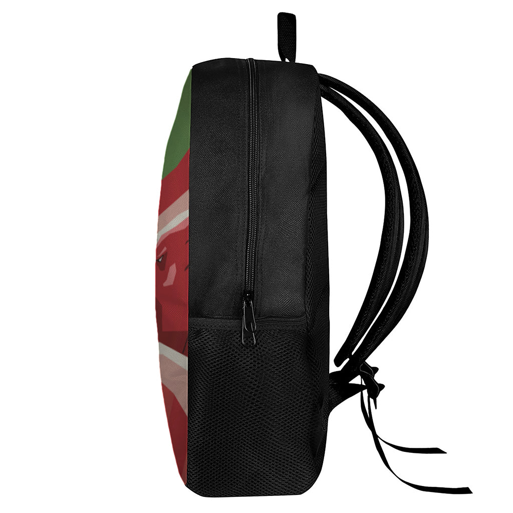 Green Bull And Red Bear Stock Print 17 Inch Backpack