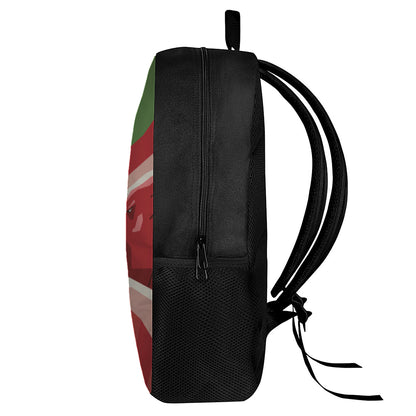 Green Bull And Red Bear Stock Print 17 Inch Backpack