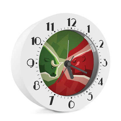 Green Bull And Red Bear Stock Print Alarm Clock