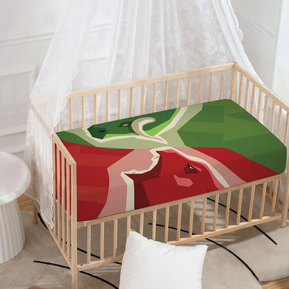 Green Bull And Red Bear Stock Print Baby Crib Sheet
