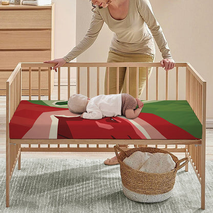 Green Bull And Red Bear Stock Print Baby Crib Sheet