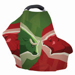 Green Bull And Red Bear Stock Print Baby Seat Cover