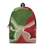 Green Bull And Red Bear Stock Print Backpack