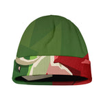 Green Bull And Red Bear Stock Print Beanie
