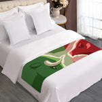 Green Bull And Red Bear Stock Print Bed Runner