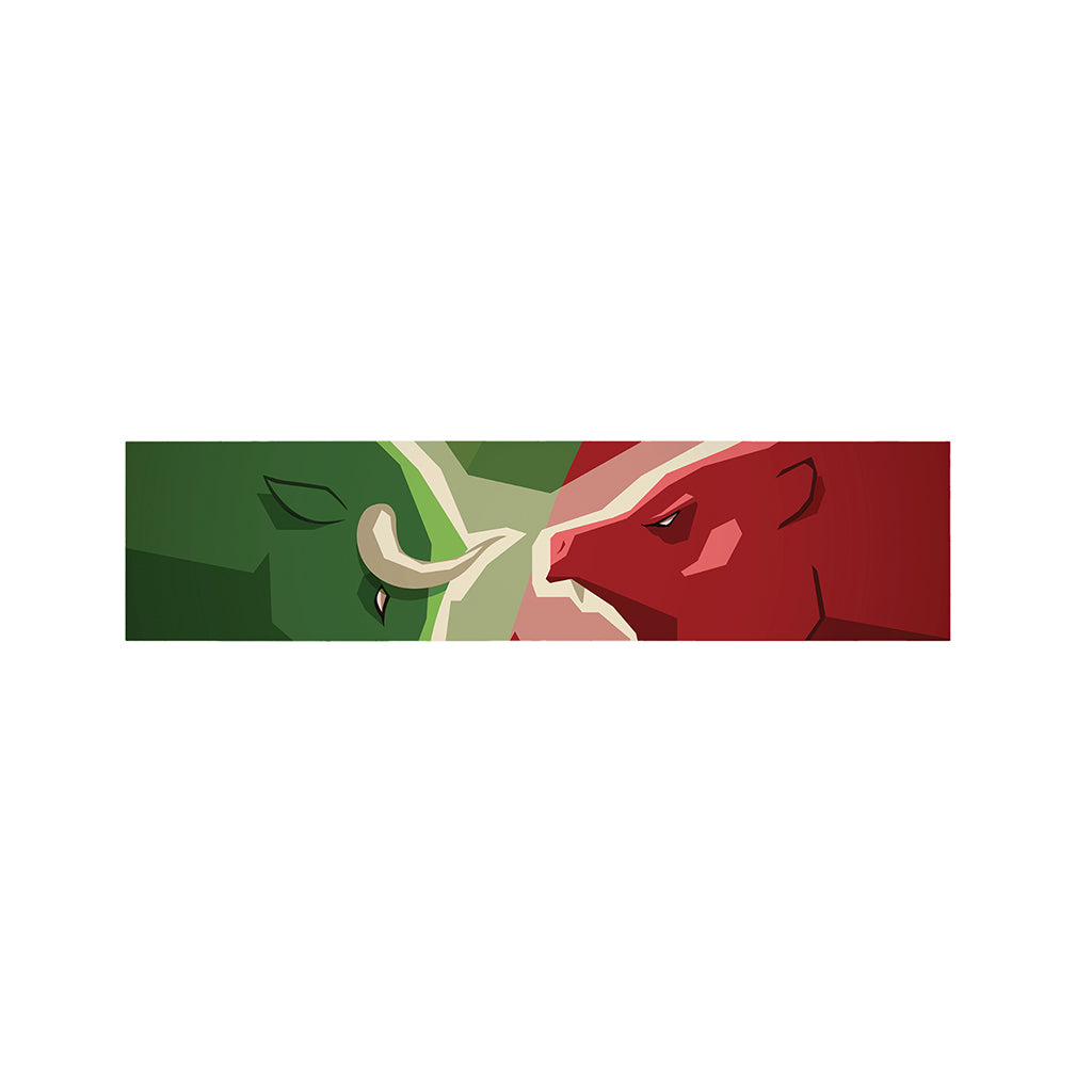 Green Bull And Red Bear Stock Print Bed Runner