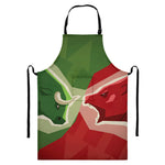Green Bull And Red Bear Stock Print Bib Apron With Pocket