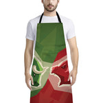 Green Bull And Red Bear Stock Print Bib Apron With Pocket