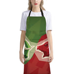 Green Bull And Red Bear Stock Print Bib Apron With Pocket
