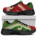 Green Bull And Red Bear Stock Print Black Chunky Shoes