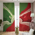 Green Bull And Red Bear Stock Print Dimout Pencil Pleat Curtains