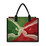 Green Bull And Red Bear Stock Print Canvas Tote Bag
