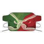 Green Bull And Red Bear Stock Print Car Windshield Snow Cover