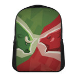Green Bull And Red Bear Stock Print Casual Backpack