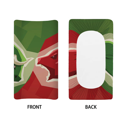 Green Bull And Red Bear Stock Print Changing Pad Cover