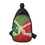 Green Bull And Red Bear Stock Print Chest Bag