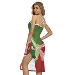 Green Bull And Red Bear Stock Print Cross Back Cami Dress
