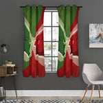 Green Bull And Red Bear Stock Print Curtain