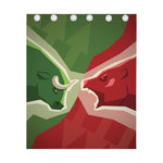 Green Bull And Red Bear Stock Print Curtain