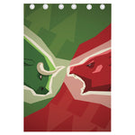 Green Bull And Red Bear Stock Print Curtain