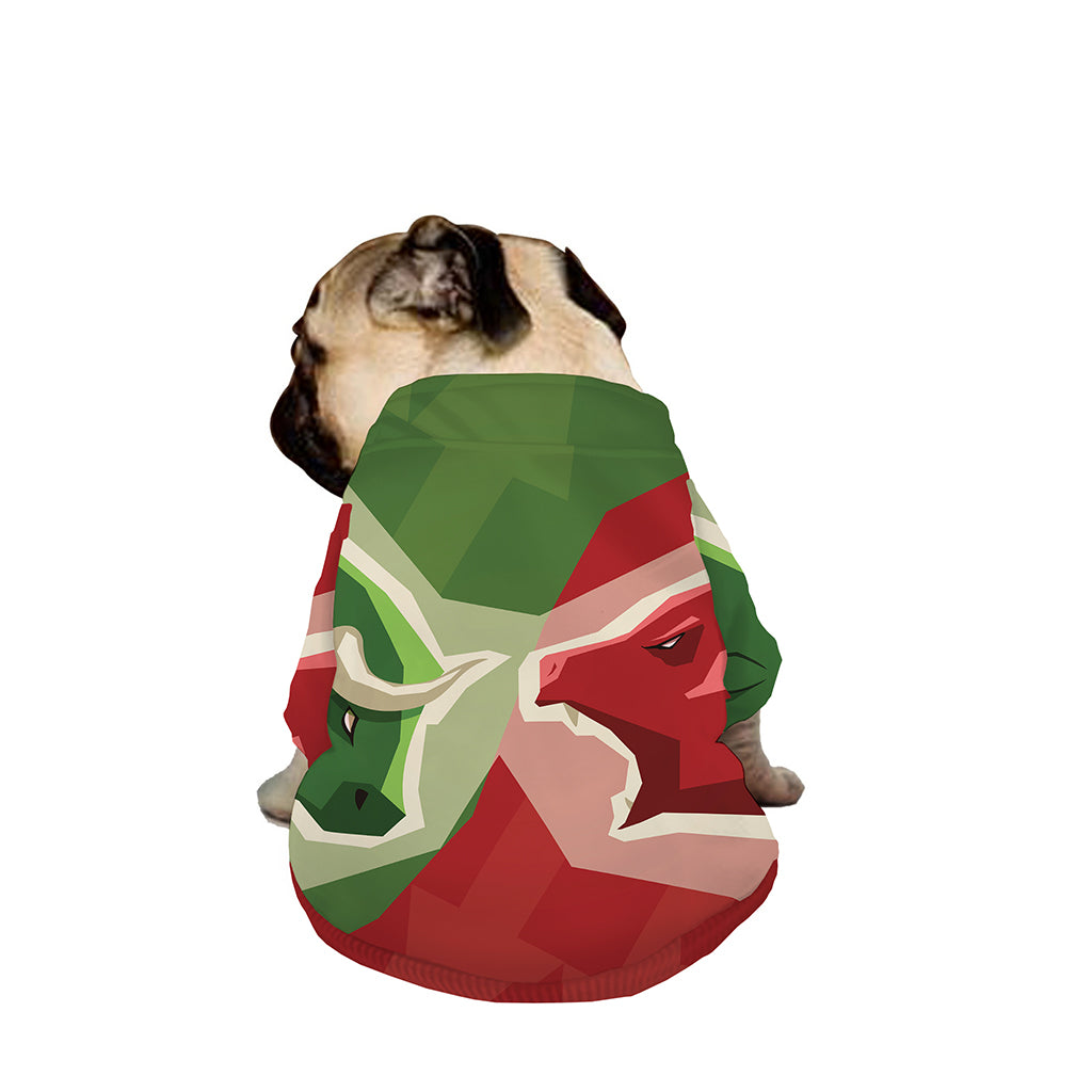 Green Bull And Red Bear Stock Print Dog Zip Up Jacket