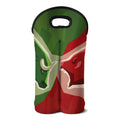 Green Bull And Red Bear Stock Print Double Neoprene Wine Tote