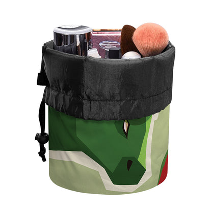 Green Bull And Red Bear Stock Print Drawstring Makeup Bag