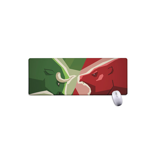 Green Bull And Red Bear Stock Print Extended Mouse Pad