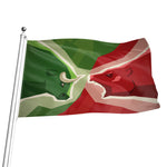 Green Bull And Red Bear Stock Print Flag