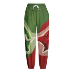 Green Bull And Red Bear Stock Print Fleece Lined Knit Pants