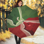 Green Bull And Red Bear Stock Print Foldable Umbrella