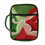 Green Bull And Red Bear Stock Print Front Pocket Bible Bag