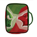 Green Bull And Red Bear Stock Print Front Pocket Bible Bag