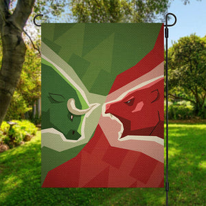 Green Bull And Red Bear Stock Print Garden Flag