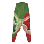 Green Bull And Red Bear Stock Print Hammer Pants