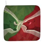 Green Bull And Red Bear Stock Print Hand Towel