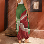 Green Bull And Red Bear Stock Print Harem Pants