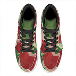Green Bull And Red Bear Stock Print High Top Leather Sneakers