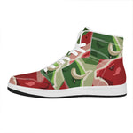 Green Bull And Red Bear Stock Print High Top Leather Sneakers