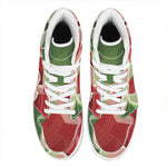 Green Bull And Red Bear Stock Print High Top Leather Sneakers