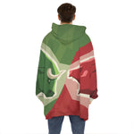 Green Bull And Red Bear Stock Print Hoodie Blanket
