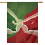 Green Bull And Red Bear Stock Print House Flag