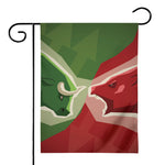 Green Bull And Red Bear Stock Print House Flag