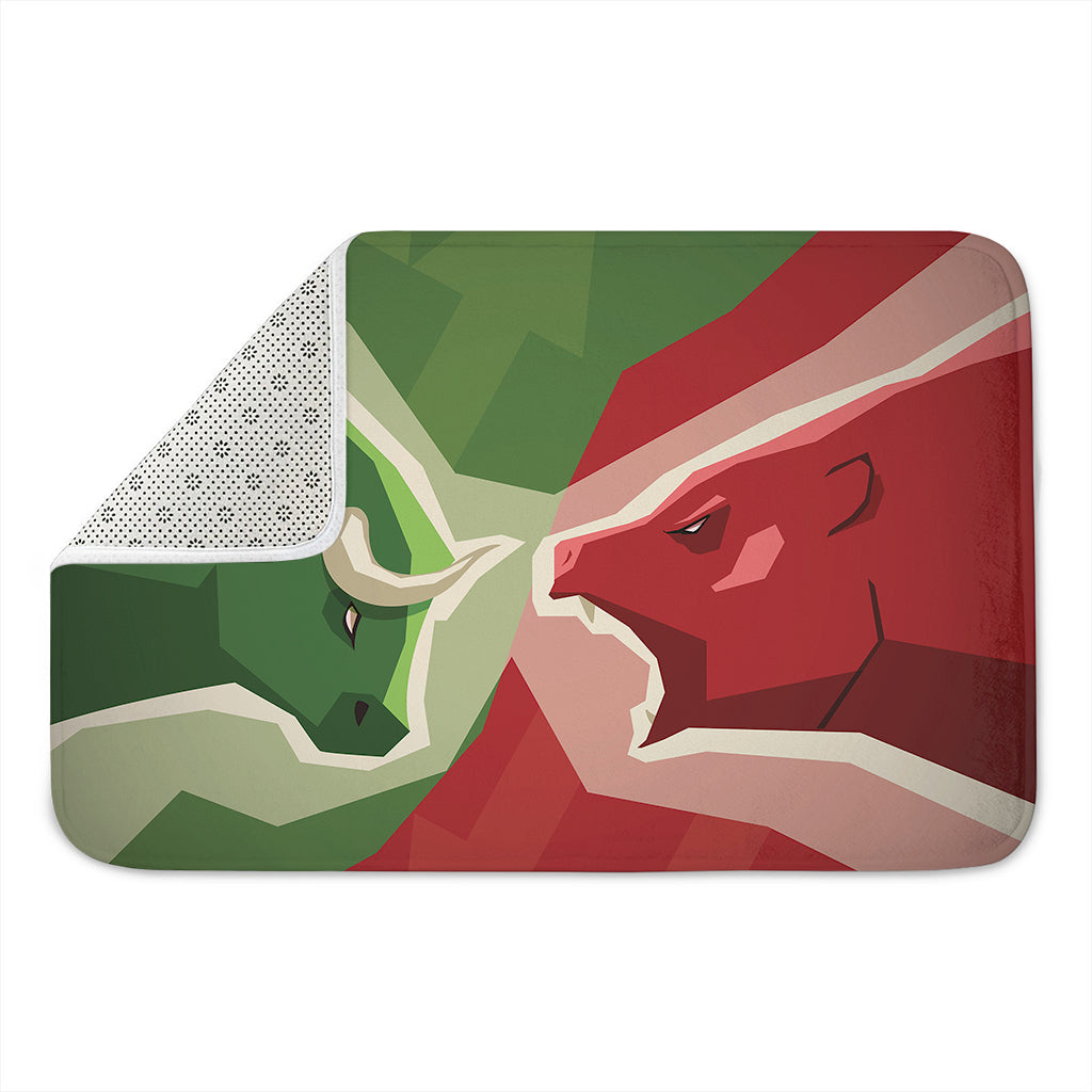 Green Bull And Red Bear Stock Print Indoor Door Mat