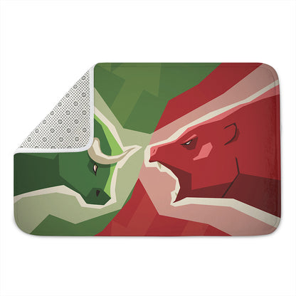 Green Bull And Red Bear Stock Print Indoor Door Mat